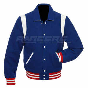 Chaquetas Varsity Azules de Alta Calidad, Chaquetas de Béisbol de Algodón y Felpa, Chaquetas Estilo Universitario con Logotipo Personalizado Bordado, Venta al Por Mayor - Product Image 3