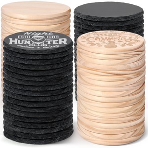 Ensemble de sous-verres en bois d'acajou faits à la main, vente en gros |   Design en relief |   En vrac - Product Image 1