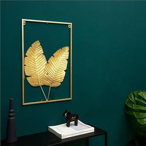 Gold Plated Palm Leaf Wall Art <b>Framed</b> Modern Decorative Hanging Floral Botanical Accent - Product Image 4