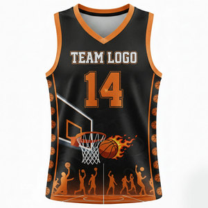 Maillot de basket-ball imprimé numérique de qualité supérieure pour hommes et femmes, 100 % polyester, anti-humidité, protection UV, nom d'équipe personnalisé - Product Image 1