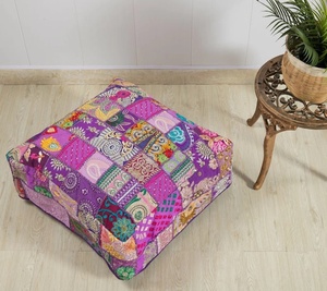 เบาะรองนั่งตกแต่งสไตล์โบฮีเมียนเบาะเย็บปะลายส่าหรี - Product Image 5