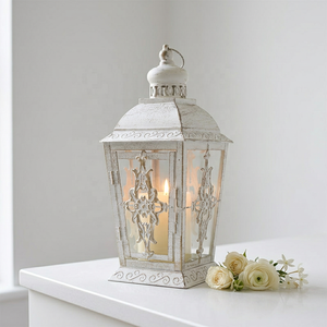 โคมไฟโลหะโบราณสีขาวสไตล์โมร็อกโกสำหรับตกแต่งบ้านและงานแต่งงาน - Product Image 1