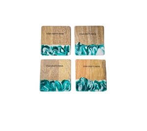 Posavasos para servir té de mejor diseñador, resina epoxi multifuncional y Estera de té de madera de acacia, vajilla de pago, accesorios de cocina - Product Image 1