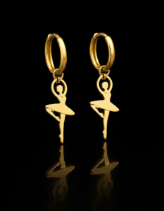 Pendientes de Aro con Diseño de Bailarina en Plata de Ley 925 Chapados en Oro, Joyería Colgante Linda para Mujer, Accesorio de Moda para Uso Diario - Product Image 4