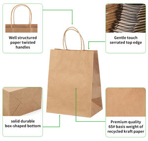 Wholesale Custom <b>Brown</b> Kraft <b>Paper</b> <b>Bags</b> Branded Carrier Shopping Gift <b>Bags</b> for Restaurant Food Take Premium Quality <b>Paper</b> - Product Image 3