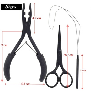 Ensemble d'outils professionnels de qualité supérieure en acier inoxydable noir durable pour extensions capillaires, ensemble complet comprenant pince et anneau de séparation - Product Image 4