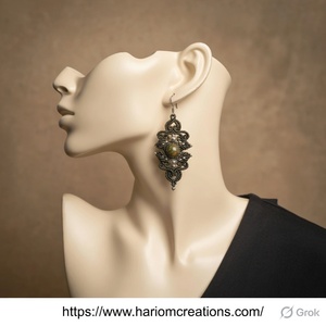 Pendientes Colgantes Boho de Macramé en Plata de Ley Hechos a Mano con Filigrana Negra, Joyería Curativa Certificada IGI, Regalo de Aniversario para Mujer - Product Image 3