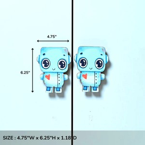 Nouvelle Arrivée Poignées de Tiroir pour Enfants en Bois d'Acacia Forme Robot, Poignées Décoratives de Haute Qualité pour Meubles en Bois - Product Image 2