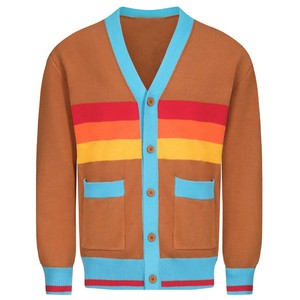 Cárdigan transpirable con cuello en V para hombre, suéter de punto con estampado gráfico, abotonado, elegante, para uso diario. - Product Image 1