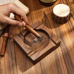 Eco-Friendly Handmade Classic American Style Wooden Customized Shape Tabletop <b>Ashtray</b> Cigar Ash Holder Decorative Smoking - Product Image 5