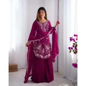 Beau haut-bas et ensemble Dupatta fantaisie pour femmes pour les fêtes - Product Image 1