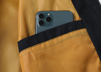 Blouson bomber pour homme à col montant, couleur unie, fermeture boutonnée recouverte, doublure en polyester/fibre de bambou, logo personnalisé, coupe-vent