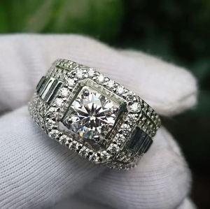 Cut Moissanite <b>Mens</b> <b>Ring</b> 925 Sterling Silver 14K Gold Plated Luxury Classic Engagement Wedding Anniversary Party Prong Setting - Product Image 4