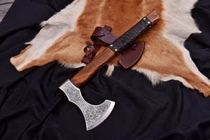 Custom Handmade High Carbon Steel Axe Outdoor Camping Hunting Hatchet Wooden Handle Survival Axe With Cover Survival <b>Tool</b> - Product Image 5