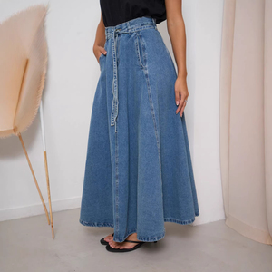 Falda Midi Vaquera Casual de Cintura Alta, Efecto Adelgazante, Secado Rápido, 100% Algodón, Nueva Colección Invierno 2026 para Europa y América - Product Image 5