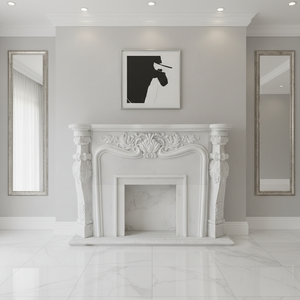 Chimenea Clásica Europea de Mármol Tallada a Mano - Product Image 4