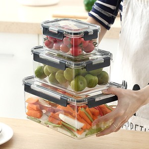 Juego de Recipientes de Plástico para Almacenamiento de Alimentos, 3 Piezas, Tapa Hermética, Cierre Rápido, Apilables, Aptos para Microondas y Congelador, Plástico Transparente, Libres de BPA - Product Image 4
