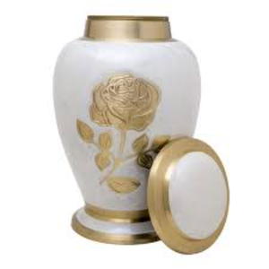 Elegant Angel Wings Cremation Urn For Adult Human Ashes Pearl White & Gold Finish Memorial Funeral Urn Metal Keepsake <b>Container</b> - Product Image 3
