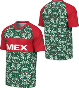 Maillot de sport personnalisé pour garçons, en coton imprimé, à manches courtes raglan, motif à carreaux sur le devant, pour équipe de Noël - Product Image 4