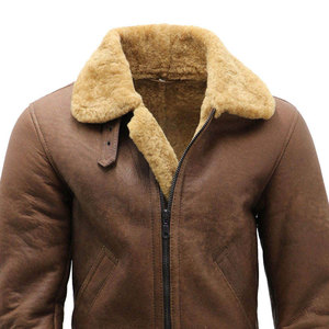 Veste en cuir de mouton pour homme, style sherpa, veste en cuir d'hiver, veste en fourrure de mouton, nouvelle veste en cuir marron chaude pour garçons - Product Image 5