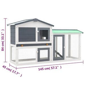 Grande conigliera in legno da esterno in grigio e bianco 57.1 "x 17.7" x 33.1 "mobili per la casa per animali domestici - Product Image 6