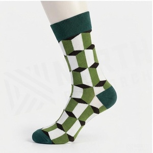 NORTH APPROACH Crew <b>Socks</b> Geometric Pattern Green White <b>Breathable</b> Adult Spring Casual <b>Socks</b> - Product Image 3