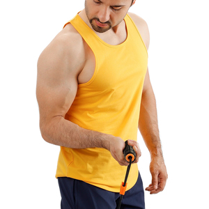 Débardeur Jaune Sans Manches pour Homme, Couleur Unie, en Coton Tricoté et Spandex Respirant, Col Marin, Gilet Décontracté pour l'Entraînement, la Salle de Sport et le Quotidien - Product Image 3