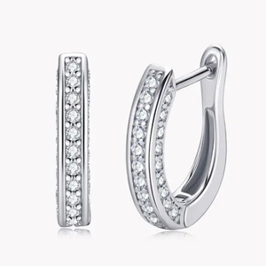 925 Moissanite Round Cut Design Hoop Diamond <b>Earrings</b> in 18K White Gold Plated Diamond <b>Earring</b> Fine Jewelry <b>for</b> Daily Wear - Product Image 2