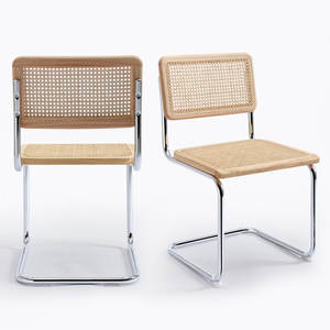 Set of 2 Mid-Century Modern 18.1\" <b>Dining</b> <b>Chairs</b> with Rattan Cane Backrest - Product Image 6