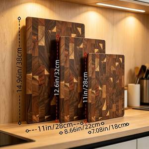 Unique Handmade Wooden Chopping Board Rectangle Shape With Natural <b>Wood</b> Grain And Log <b>Slices</b> Handle Feature Chopping Board - Product Image 6