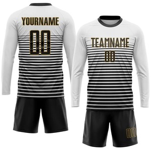 Camiseta de Fútbol Sublimada Personalizada en Blanco, Negro y Dorado Antiguo, Uniforme de Fútbol Transpirable de Secado Rápido, Ropa Deportiva de Entrenamiento para Hombre - Product Image 5
