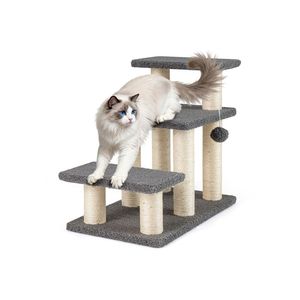 Alberi per Gatti a 3 Livelli per Interni con Tiragraffi e Scale Comode per il Divertimento Felino - Product Image 3