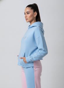 เสื้อฮู้ดผู้หญิงสไตล์ Styliro ดีไซน์สีตัดต่อแบบอสมมาตร ปักโลโก้ สวมใส่สบายๆ สำหรับฤดูใบไม้ร่วง - Product Image 2