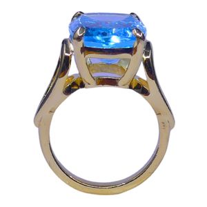 Wedding Wear 925 Sterling Silver Gold Plated Jewelry Blue Topaz Gemstone Women Wear Classic <b>Ring</b> - Product Image 2