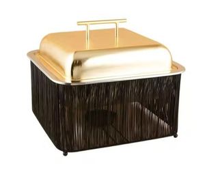 Elegante Recipiente para Calentar Alimentos de Color Rosa Metálico con Tapa Abatible en Forma de Domo, Esferas Decorativas, Cazuela Moderna, Utensilios de Cocina, Decoración del Hogar - Product Image 2