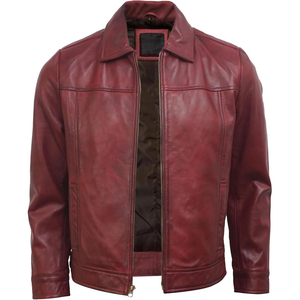 <b>Men</b> Genuine <b>Leather</b> Turn Down Collar Waterproof Windproof Eco-Friendly Streetwear Motorbike <b>Jackets</b> with Low MOQ - Product Image 1