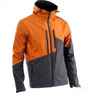 Chaqueta Impermeable con Capucha para Hombre, Color Naranja y Gris, Estilo Deportivo, Corte Regular, para Invierno y Actividades al Aire Libre - Product Image 1