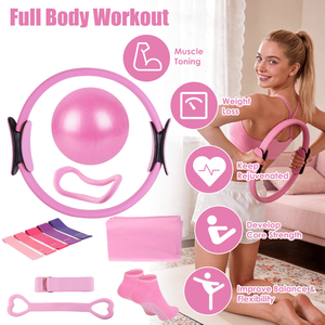 All in One 14Pcs Pilates Kit with Resistance <b>Bands</b> Set Yoga Ball and Carry Bag Full Body Workout Equipment for Home <b>Exercise</b> - Product Image 2