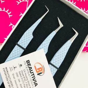 Pinzas ligeras de extensión de pestañas de acero inoxidable, probadas a mano, Color azul bebé, herramienta de pestañas de Punta puntiaguda sostenible - Product Image 5