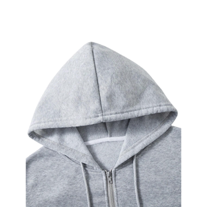 Sudadera con capucha de forro polar para hombre, con cremallera, informal, de manga larga, con cordón, bolsillos tipo canguro, puños y dobladillo acanalados, corte holgado, 100% algodón - Product Image 3