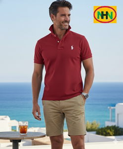 Chemises formelles pour hommes à manches courtes en polyester et coton respirant 220 g/m², anti-boulochage, tricotées, avec logo personnalisé imprimé – Collection été - Product Image 5