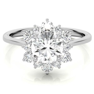 Anillo de Moissanita con Halo Oculto, Plata de Ley 925, Chapado en Oro Blanco, Anillo de Compromiso Solitario, Anillo de Promesa Nupcial, Regalo de Aniversario - Product Image 1