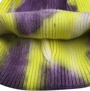 Unisex Acrylic Beanie <b>Tie</b> Dye Yellow <b>Purple</b> Casual Winter Hat 56-58CM Adult Style Custom Design - Product Image 4