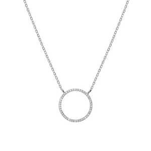 Lab Grown Diamond Pave Set Circular Open Frame <b>Pendant</b> Necklaces For Women Minimalist Custom 14K 18K <b>Solid</b> <b>Gold</b> Wholesale Price - Product Image 3