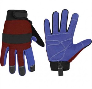 Gants de travail en PU vert et violet avec bracelet réglable, bouts de doigts texturés antidérapants, gants de sécurité polyvalents - Product Image 4