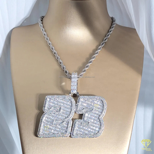 Luxury Moissanite Diamond " 23 " Pendant With Cuban Link <b>Chain</b> Full <b>Iced</b> <b>Out</b> Hip Hop Necklace Jewelry - Product Image 4