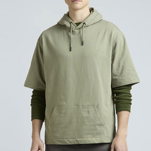 Conception OEM, sweat-shirt surdimensionné à manches longues à double couche, personnalisé, 100% coton, tissu tricoté d'hiver, taille plus pour hommes - Product Image 1