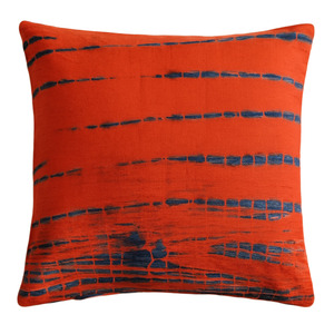 Housse de coussin Shibori moderne 100 % coton, aspect riche, orange, décorative, 20x20, fermeture éclair, vente en gros - Product Image 4