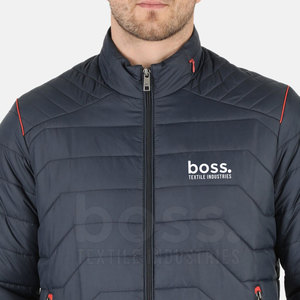Chaqueta de lona para hombre con diseño personalizado, logotipo propio, cuello alto, logotipo en la parte delantera, chaqueta acolchada ligera, informal, para invierno - Product Image 6