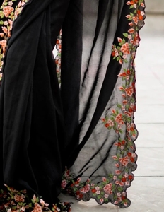 KV Embroidered Bollywood Style Silk <b>Blend</b> Saree - Product Image 4